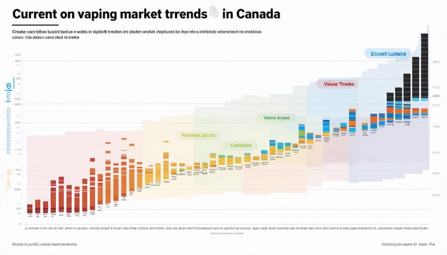 Bar chart showing recent trends in the vaping industry, such as sales growth and popular product categories in Canada